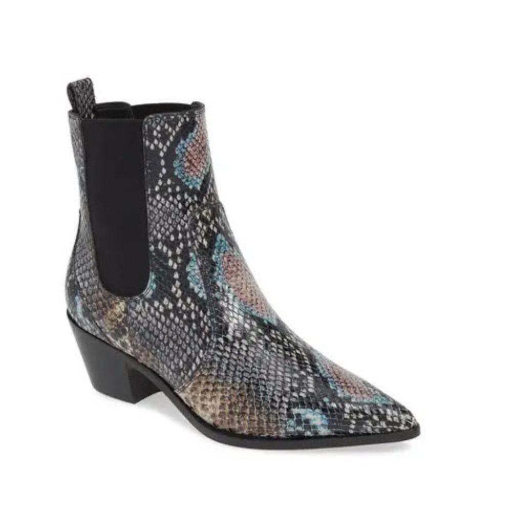 New PAIGE Willa Leather Snake Print Ankle Boot 6